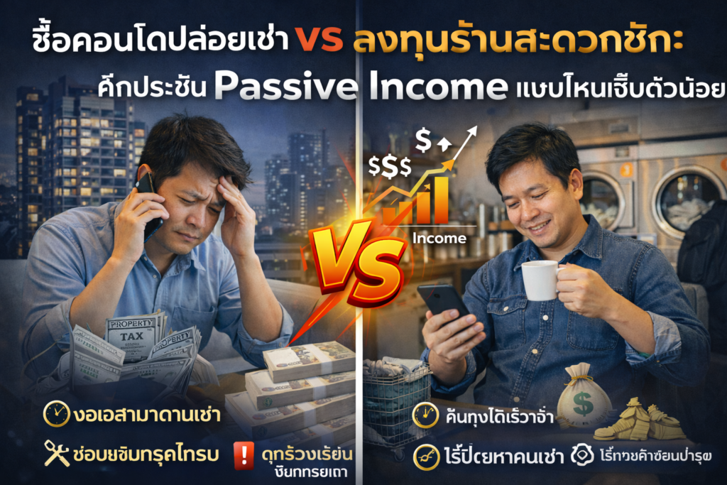 ซื้อคอนโดปล่อยเช่า vs ลงทุนร้านสะดวกซัก: ศึกประชัน Passive Income แบบไหนเจ็บตัวน้อยสุด