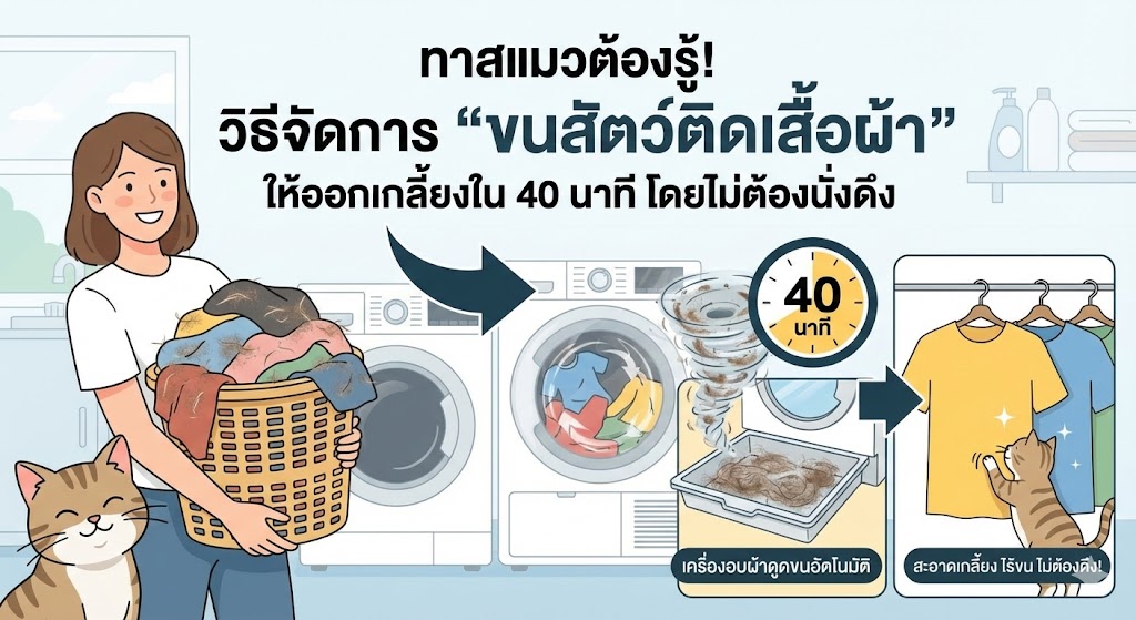 ทาสแมวต้องรู้! วิธีจัดการ "ขนสัตว์ติดเสื้อผ้า" ให้ออกเกลี้ยงใน 40 นาที โดยไม่ต้องนั่งดึง