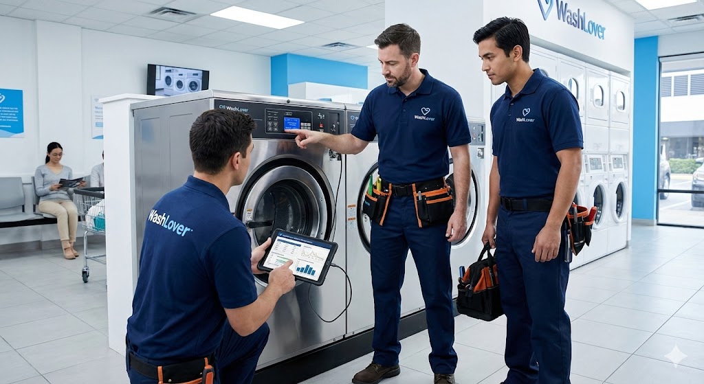เปรียบเทียบผลลัพธ์การซ่อมบำรุงเครื่องซักผ้าอุตสาหกรรมโดยทีมช่าง WashLover ให้เครื่องกลับมาใช้งานได้เหมือนใหม่